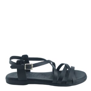 LEATHER FLAT SANDALS OH MY SANDALS BLACK