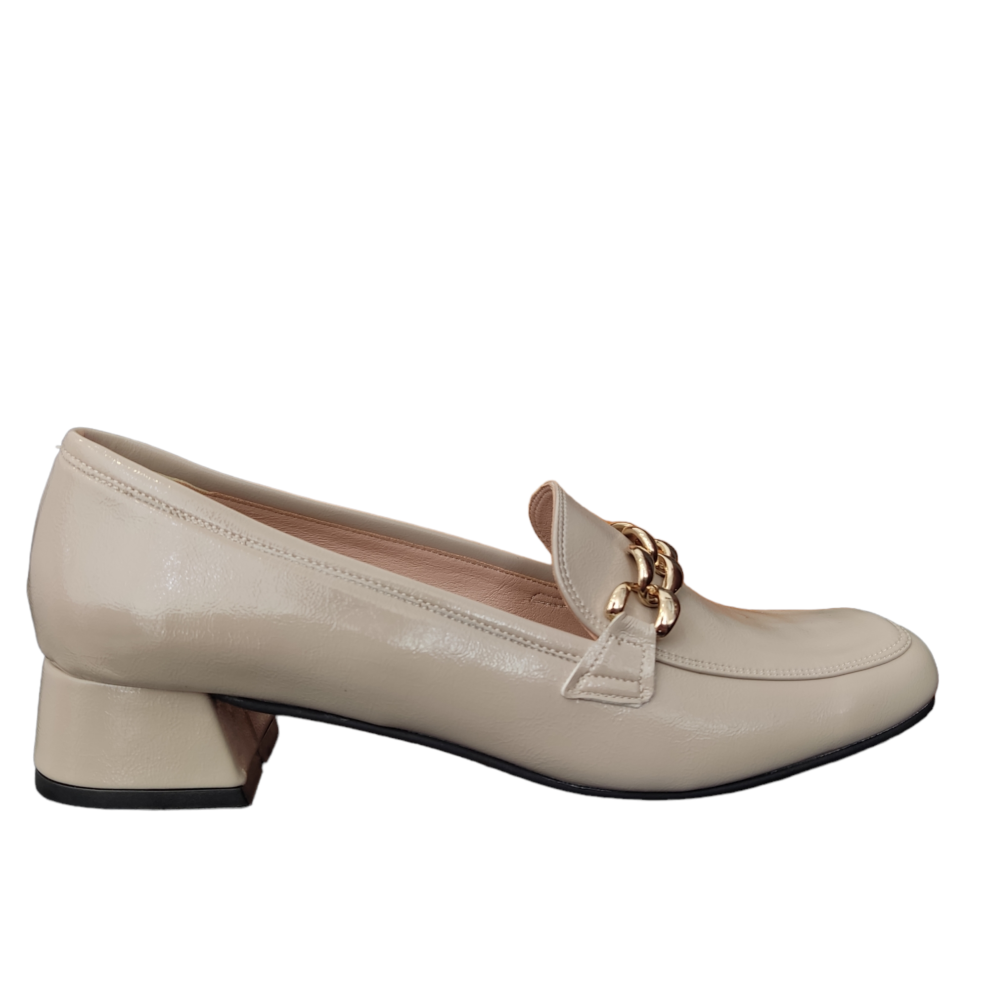 PATENT PUMPS WITH GOLD CHAIN 0452/2 STEFANIA BEIGE