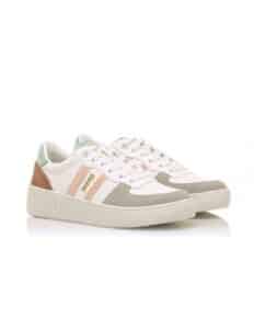 FLAT SNEAKERS 60283/2 WITH PINK AND GREY STRIPES MTNG WHITE