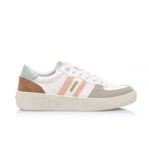 FLAT SNEAKERS 60283/2 WITH PINK AND GREY STRIPES MTNG WHITE