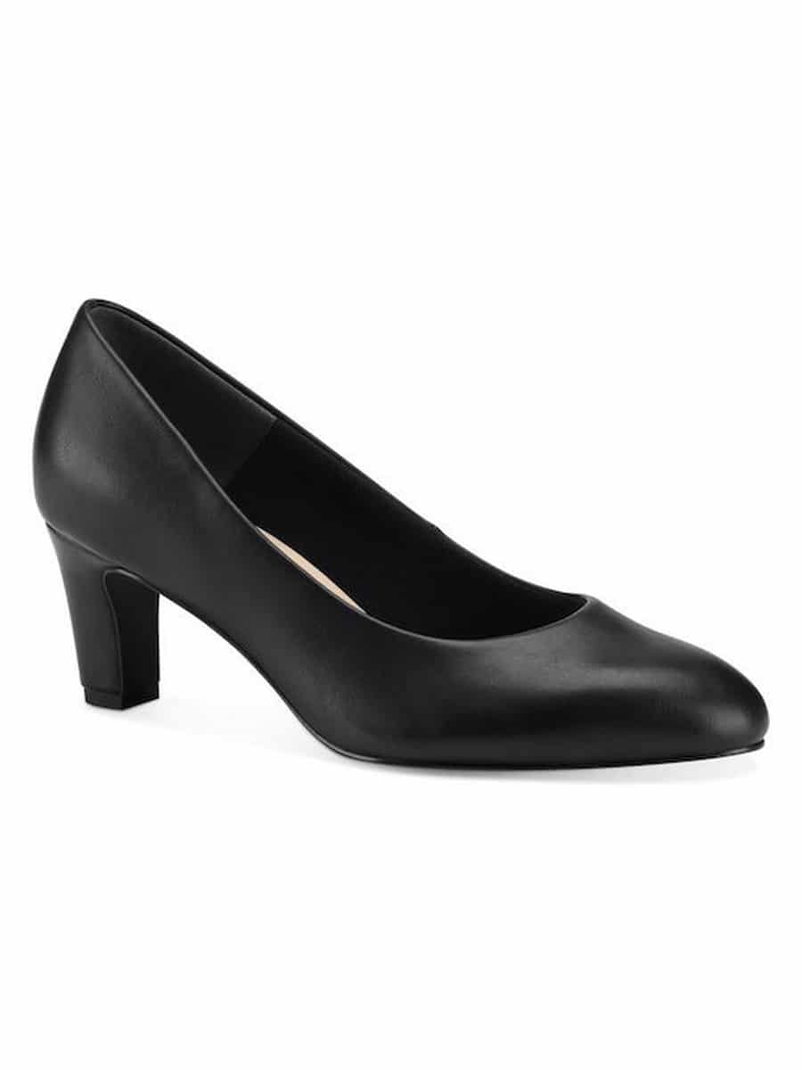 MATTE LEATHER PUMPS WITH CHUNKY HEEL 1-22419-20 020 TAMARIS BLACK