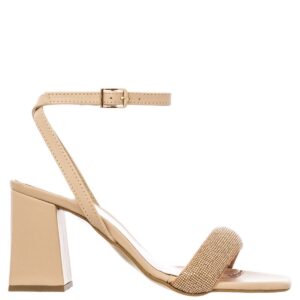 LEATHER MIDDLE HEELED SANDALS WITH STRASS 2301/7 MARIELLA FABIANI NUDE