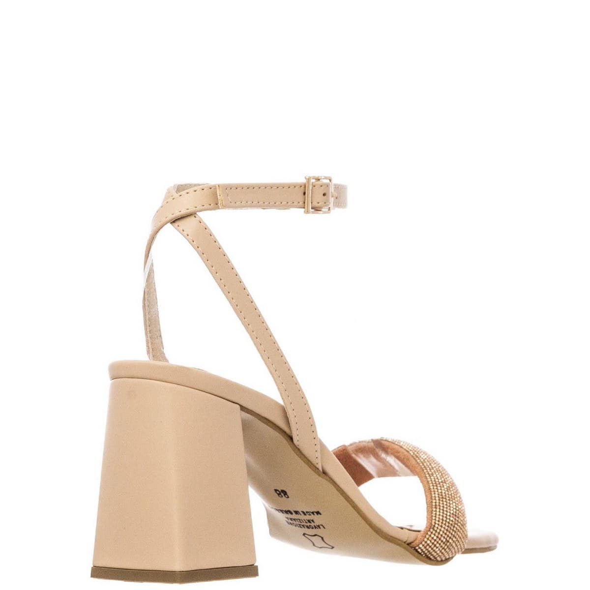 LEATHER MIDDLE HEELED SANDALS WITH STRASS 2301/7 MARIELLA FABIANI NUDE