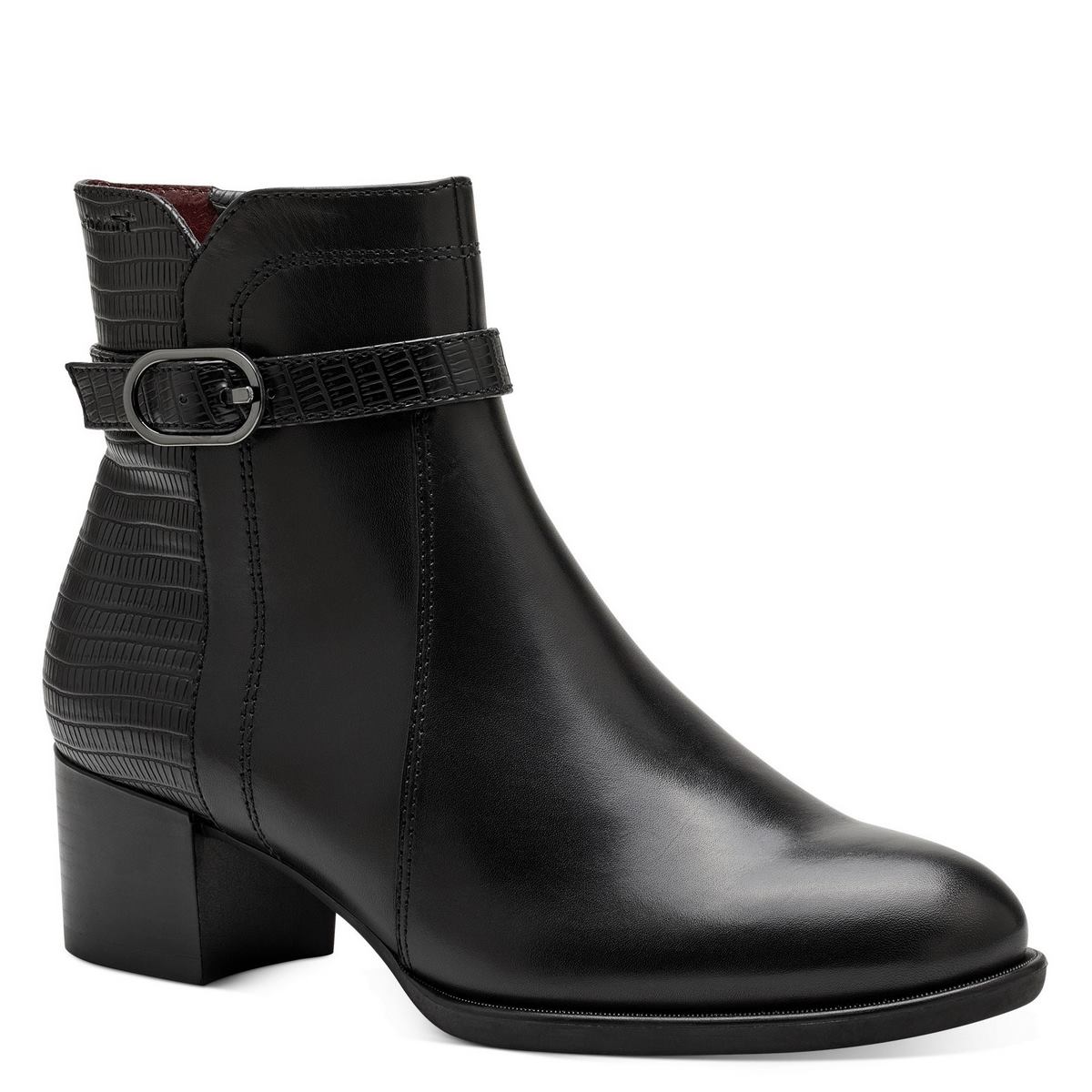 LEATHER ANKLE BOOTS 1-25041-41 001 TAMARIS BLACK