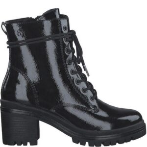 CHUNKY HEELED PATENT ARMY BOOTS 5-25229-41 018 S.OLIVER BLACK