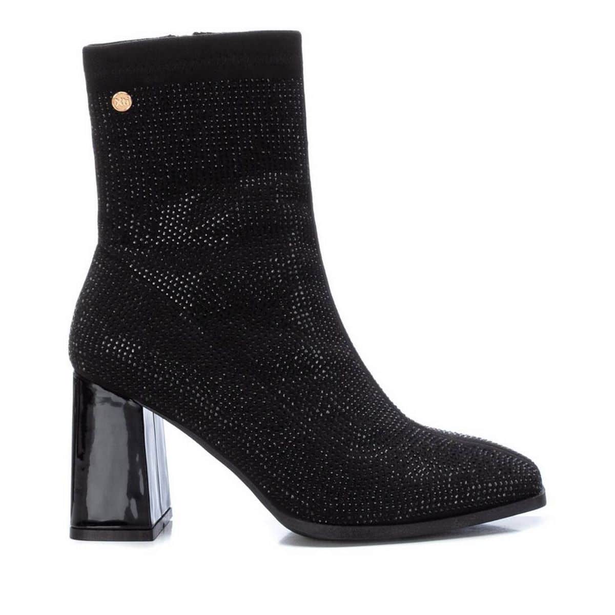 VEGAN SUEDE HEELED BOOTS WITH STRASS 142047 XTI BLACK