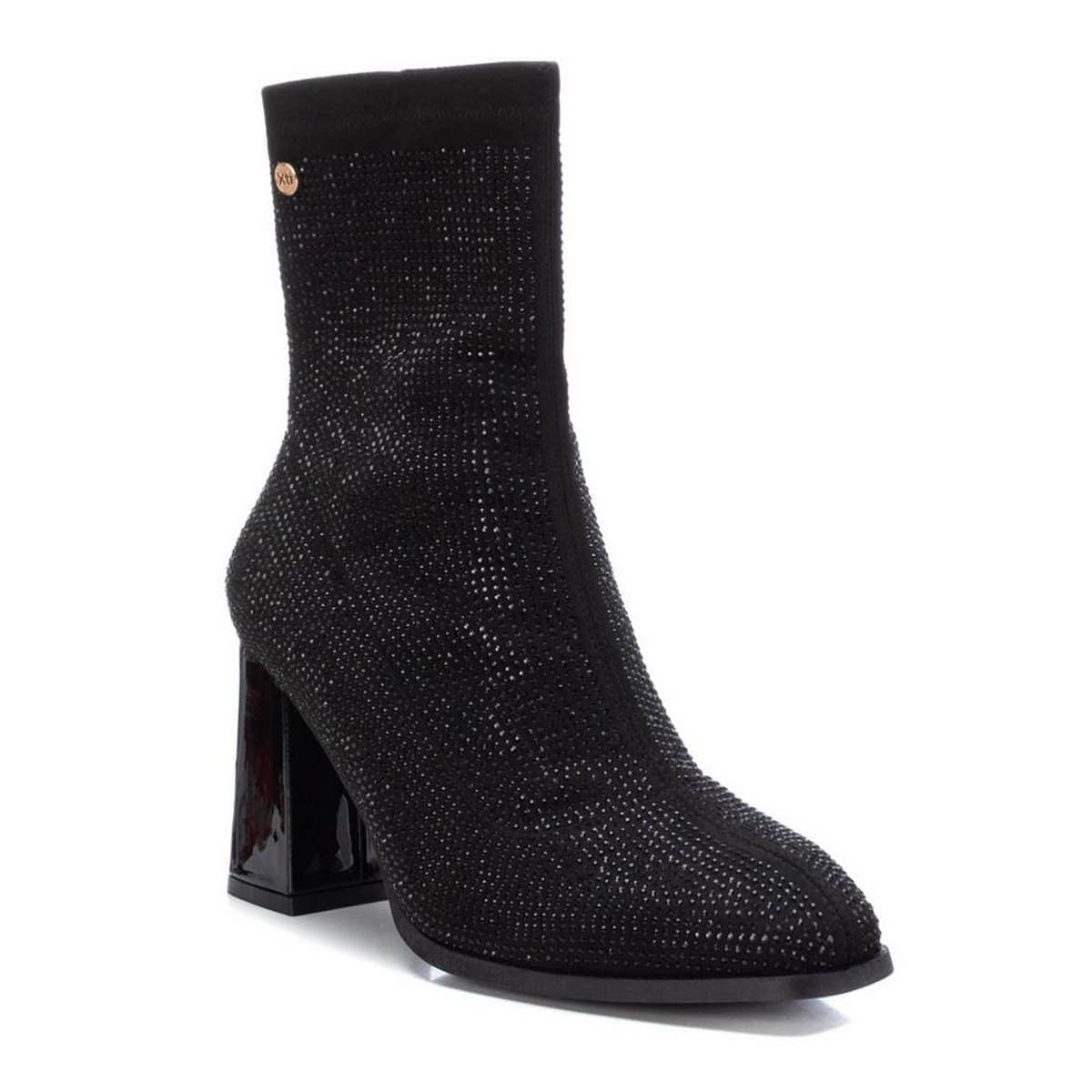 VEGAN SUEDE HEELED BOOTS WITH STRASS 142047 XTI BLACK