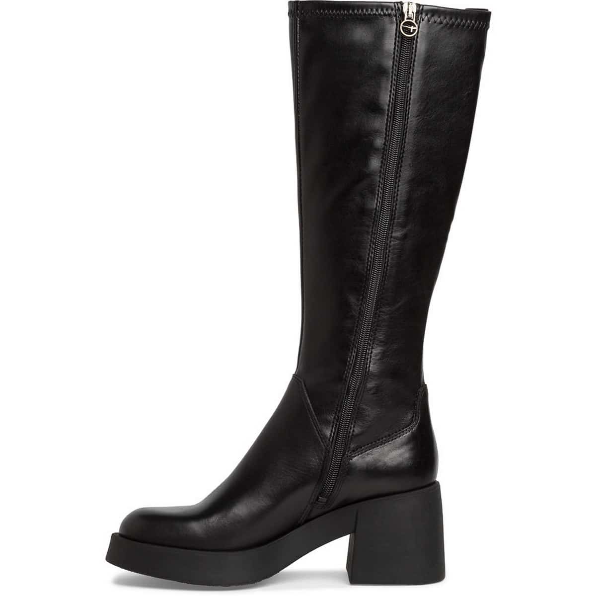 LEATHER SHOCK BOOTS WITH CHUNKY HEEL 1-25616-41 001 TAMARIS BLACK