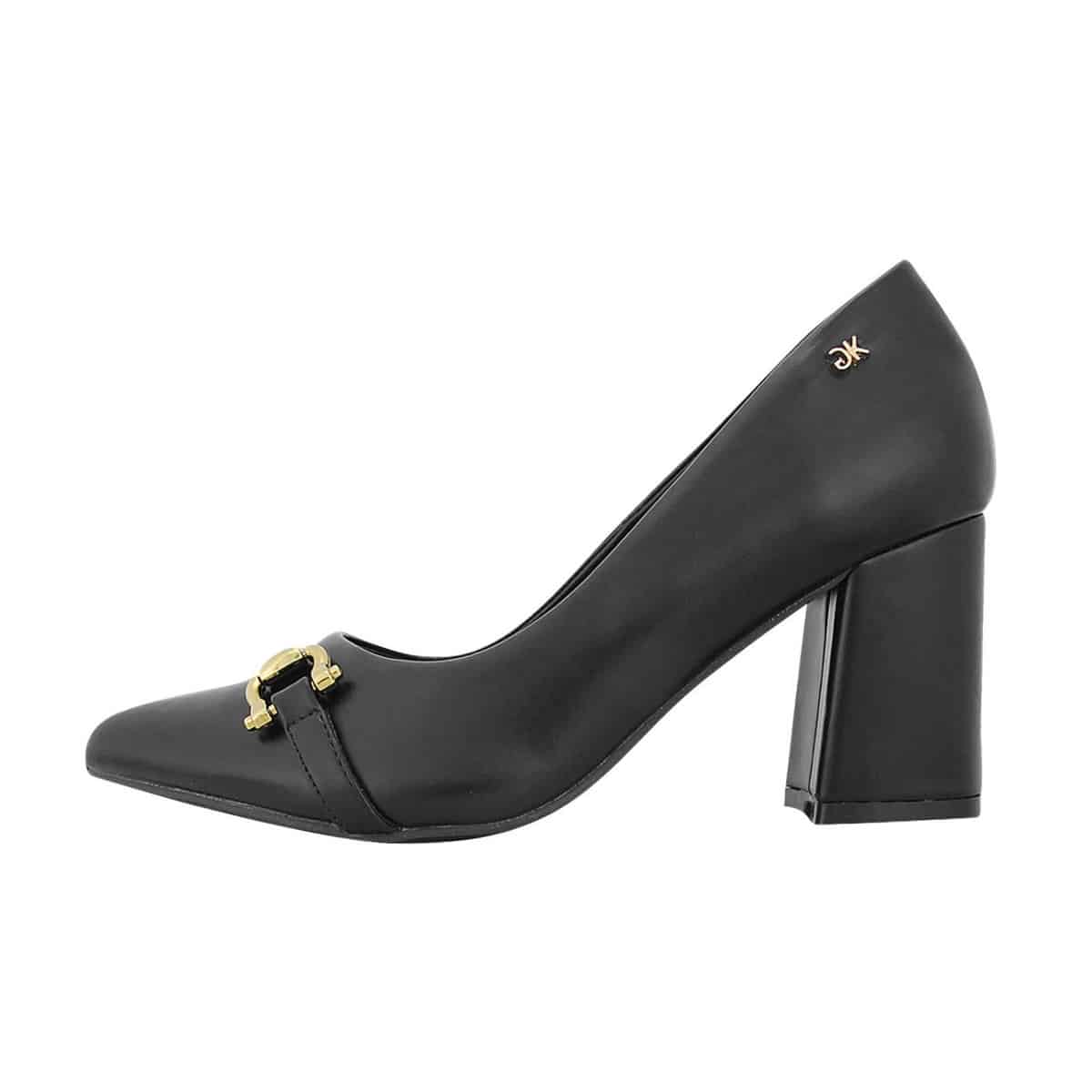 POINTY PUMPS WITH BOLD HEEL AND GOLDEN CLASP L917-2L GIANNA KAZAKOU BLACK