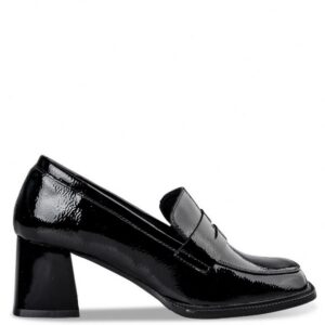 SHINY LOAFERS WITH THICK HEEL V57-18187-34 ENVIE SHOES PATENT BLACK