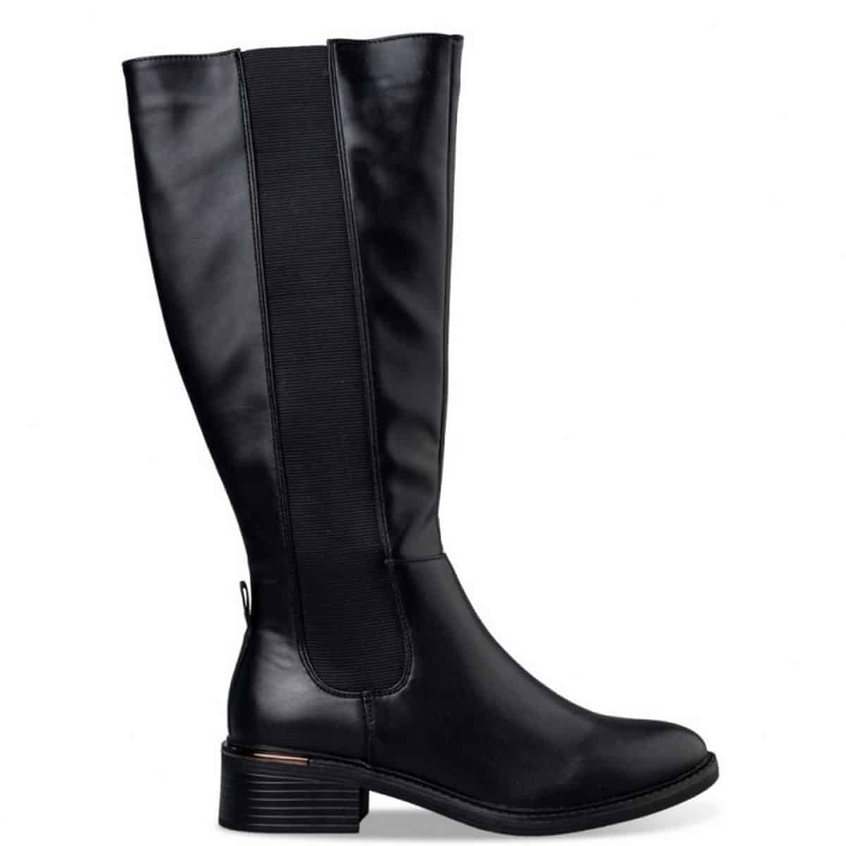 ECO LEATHER RIDING KNEE-HIGH BOOTS V57-18386-34 ENVIE SHOES BLACK