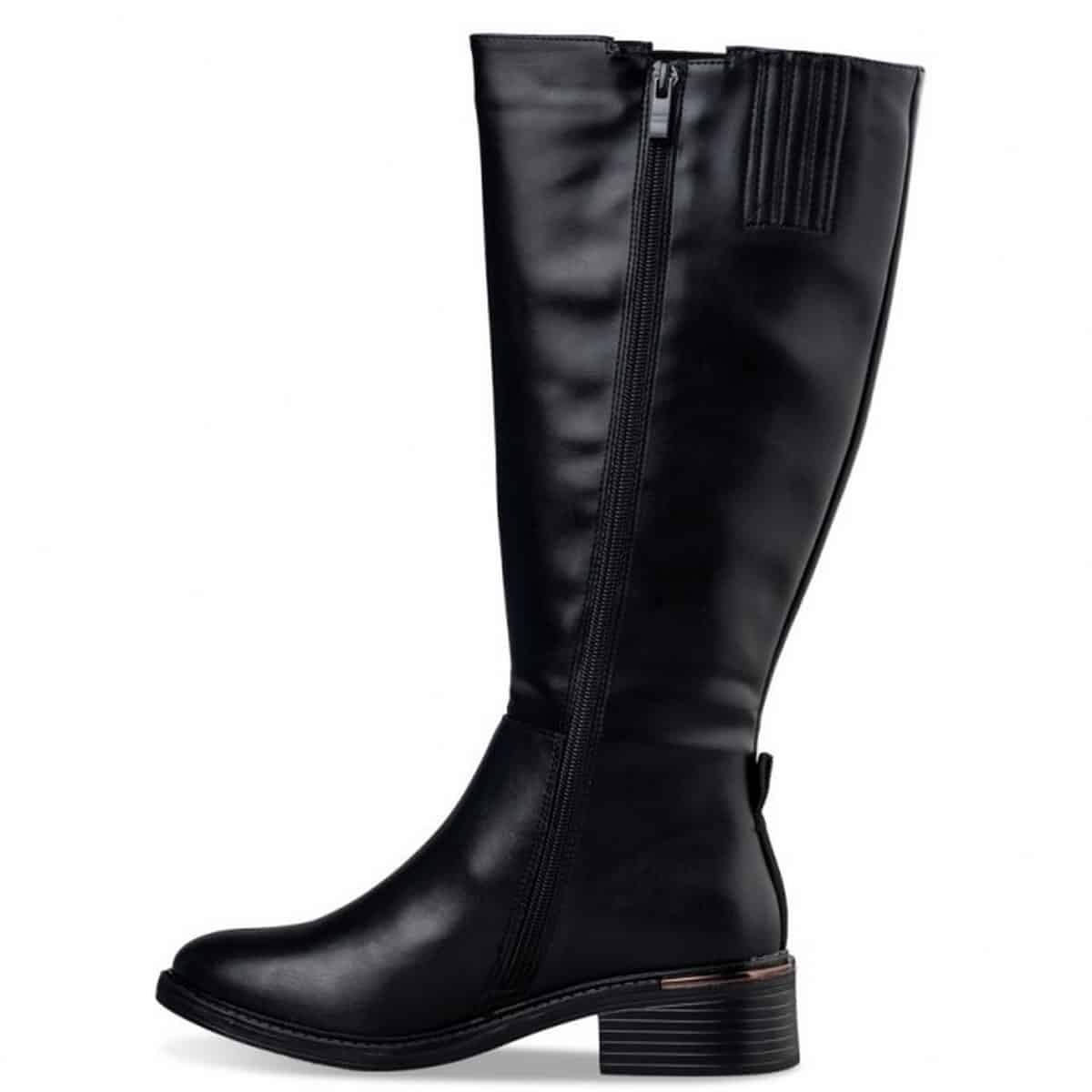 ECO LEATHER RIDING KNEE-HIGH BOOTS V57-18386-34 ENVIE SHOES BLACK