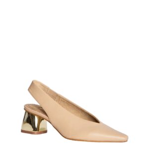SLINGBACK PUMPS WITH MIDDLE GOLD HEEL M4225/1 CORINA SHOES BEIGE