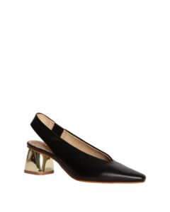 SLINGBACK PUMPS WITH MIDDLE GOLD HEEL M4225/2 CORINA SHOES BLACK