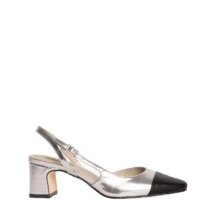 SLINGBACK PUMPS WITH BLACK DETAILED POINT M4230 CORINA SHOES SILVER