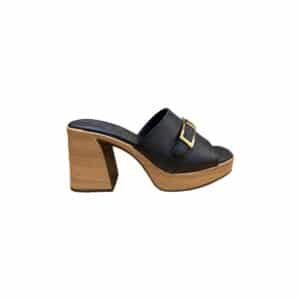 LEATHER HIGH HEELED MULES 5396/2 OH MY SANDALS BLACK