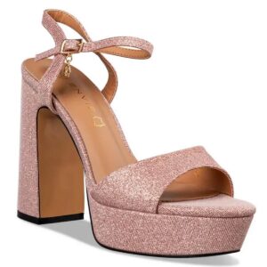 BLOCK HEEL SANDALS WITH GLITTER E45-19192-49 ENVIE SHOES PINK
