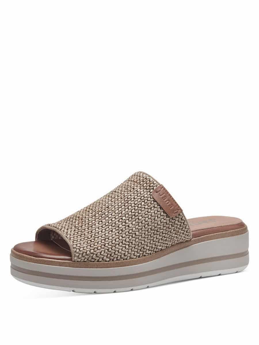 VEGAN ANATOMIC FLATFORM MULES 8-27273-42 314 JANA SHOES BEIGE