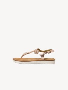 LEATHER FLAT SANDALS WITH SHINY STONES 1-28602-42 952 TAMARIS ROSE METALLIC