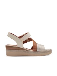 VEGAN LOW PLATFORMS WITH VELCRO STRIPES 8-28364-42 499 JANA SHOES BEIGE/GOLD