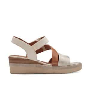 VEGAN LOW PLATFORMS WITH VELCRO STRIPES 8-28364-42 499 JANA SHOES BEIGE/GOLD