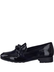 LOW HEELED LOAFERS WITH CHAIN 8-24260-41 018 JANA SHOES PATENT BLACK