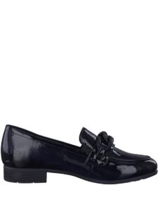 LOW HEELED LOAFERS WITH CHAIN 8-24260-41 018 JANA SHOES PATENT BLACK