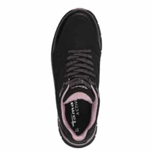 WATERPROOF ACTIVE SNEAKERS 1-23757-43 001 TAMARIS BLACK WITH PINK DETAILS