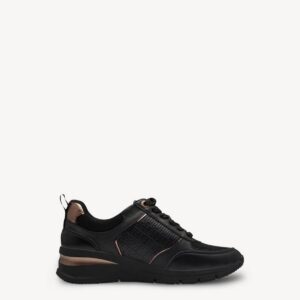 ECO LEATHER SNEAKERS WITH ZIPPER 1-23721-42 096 TAMARIS BLACK