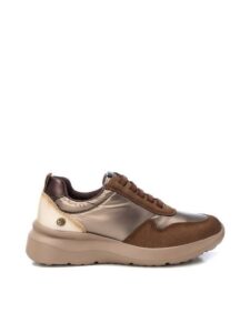 ECO LEATHER SUEDE SNEAKERS WITH SHINY TEXTILE 143359 XTI SHOES TAUPE