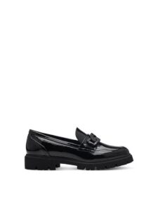 SHINY LOAFERS WITH BLACK CHAIN 5-24709-43 018 S.OLIVER PATENT BLACK