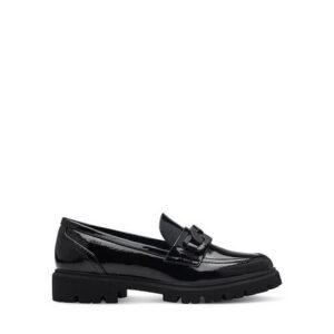 SHINY LOAFERS WITH BLACK CHAIN 5-24709-43 018 S.OLIVER PATENT BLACK