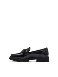 SHINY LOAFERS WITH BLACK CHAIN 5-24709-43 018 S.OLIVER PATENT BLACK