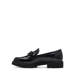 SHINY LOAFERS WITH BLACK CHAIN 5-24709-43 018 S.OLIVER PATENT BLACK