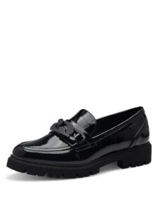 SHINY LOAFERS WITH BLACK CHAIN 5-24709-43 018 S.OLIVER PATENT BLACK