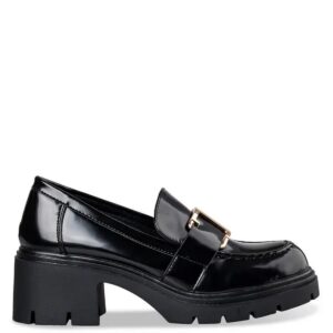 MIDDLE HEELED CHUNKY LOAFERS V31-20286-34 ENVIE SHOES PATENT BLACK