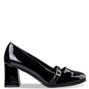 LOW HEEL PUMPS WITH STRAP V84-20460-34 ENVIE SHOES PATENT BLACK