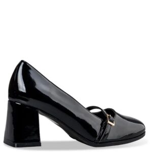 LOW HEEL PUMPS WITH STRAP V84-20460-34 ENVIE SHOES PATENT BLACK