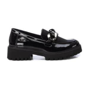 SHINY LOAFERS WITH SILVER CHAIN 143205 XTI SHOES PATENT BLACK