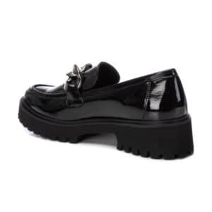 SHINY LOAFERS WITH SILVER CHAIN 143205 XTI SHOES PATENT BLACK