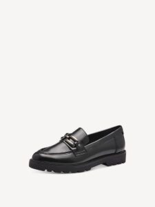 SHINY MOCASSINS WITH BLACK DETAIL 1-24604-43 001 TAMARIS BLACK