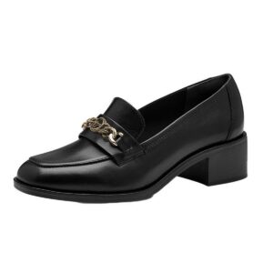 LEATHER LOAFERS WITH GOLDEN DETAIL 1-24318-43 001 TAMARIS BLACK