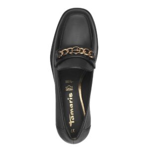 LEATHER LOAFERS WITH GOLDEN DETAIL 1-24318-43 001 TAMARIS BLACK