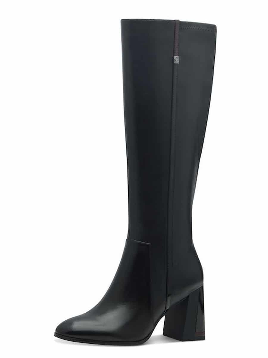 LEATHER HIGH HEELED BOOTS 1-25544-43 098 TAMARIS BLACK
