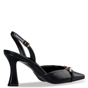 SLINGBACK PUMPS WITH GOLD CHAIN E02-20857 ENVIE SHOES BLACK