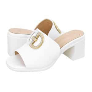 MULES WITH GOLDEN DETAIL AI7961.F4914.DS GIANNA KAZAKOU WHITE
