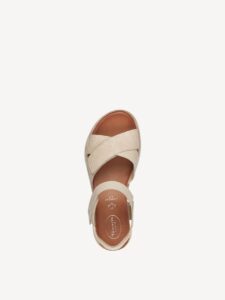 LEATHER FLATFORM SANDALS 8-88715-42 411 TAMARIS BEIGE