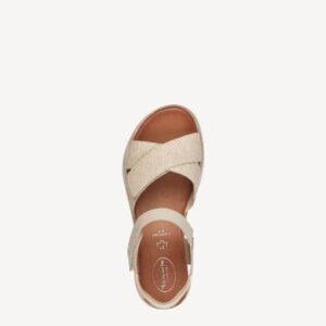 LEATHER FLATFORM SANDALS 8-88715-42 411 TAMARIS BEIGE
