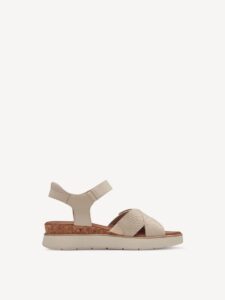 LEATHER FLATFORM SANDALS 8-88715-42 411 TAMARIS BEIGE