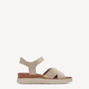 LEATHER FLATFORM SANDALS 8-88715-42 411 TAMARIS BEIGE